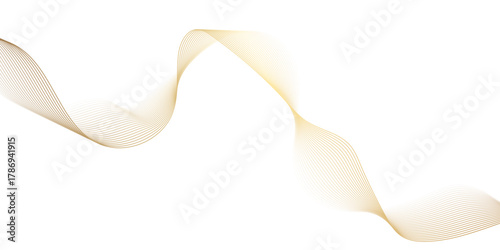 Abstract image featuring two flowing ribbons of golden lines, golden ribbon flowing gracefully evoking a sense of calm movement, luxurious and dynamic abstract background for modern design.
