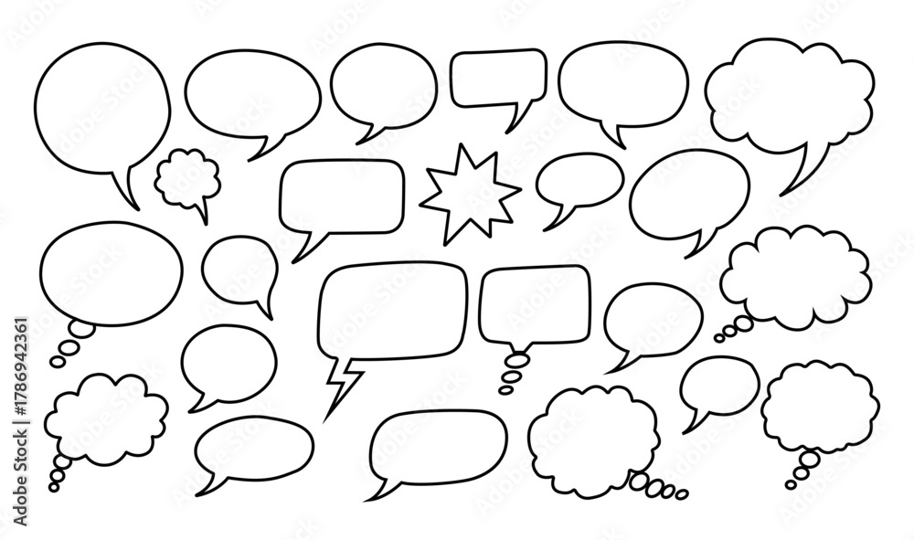 Fototapeta premium Vector Speech Bubbles and Chat Icons Isolated on White Background