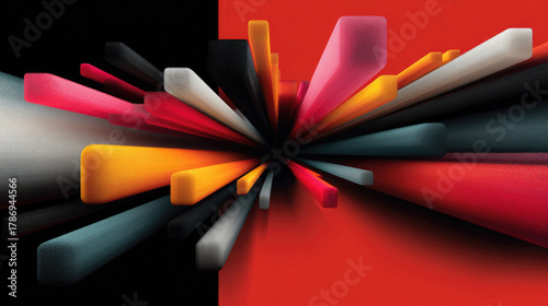 Fototapeta Naklejka Na Ścianę i Meble -  Colorful 3D Geometric Abstract Background with Dynamic Rectangular Shapes in Motion