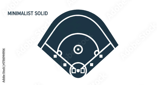 Minimalist Baseball Field Vector Icon with Solid Diamond Shape