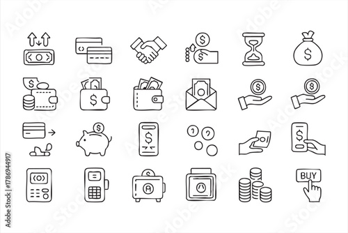 Financial and transaction vector symbols for online banking and e-commerce