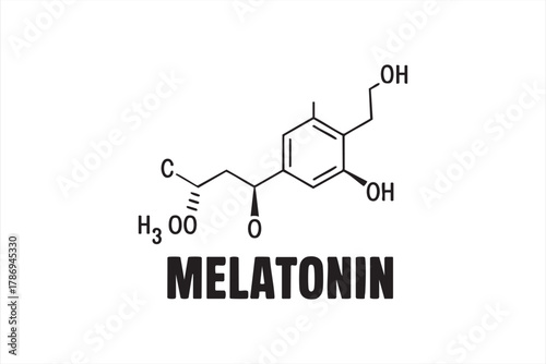 Melatonin chemical formula vector illustration for medical and research projects