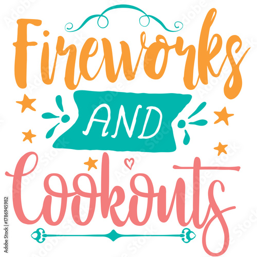 Fireworks and cookouts vector design for 4th july
