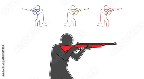 Dynamic shooting sports silhouette illustration with target practice