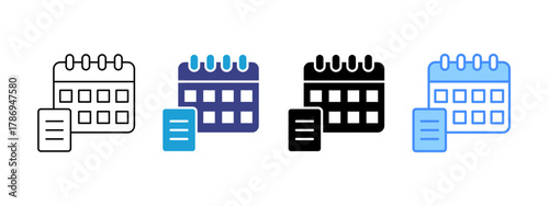 Agenda icon set multiple style collection