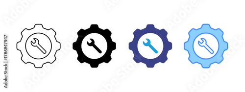 Gear icon set multiple style collection