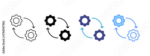 Gears  icon set multiple style collection