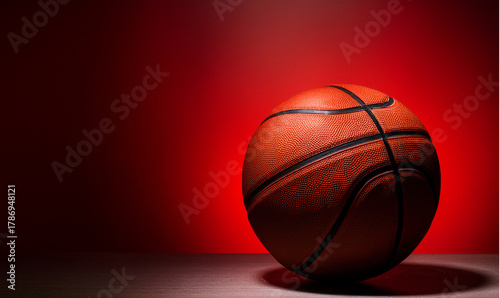 basketball ball on the floor red background