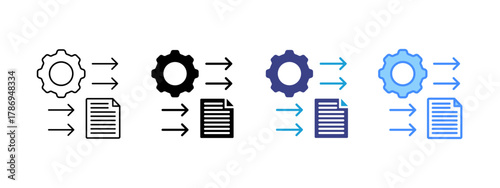 Process icon set multiple style collection