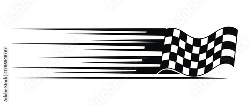 Dynamic straight racing stripe vector with long speed lines, checkerboard pattern, and finish banner decals