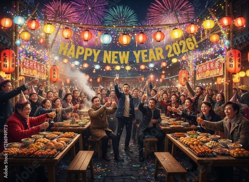 New Year 2026 Celebration at Street Food Market — Festive Night and Local Cuisine