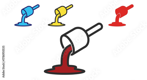 Colorful paint pouring from cans creating vibrant artistic designs