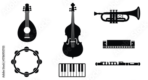 Create vibrant musical designs with this diverse instrument set