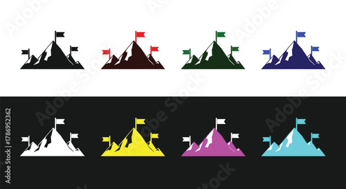 Conquer your goals with this vibrant mountain peak achievement icon
