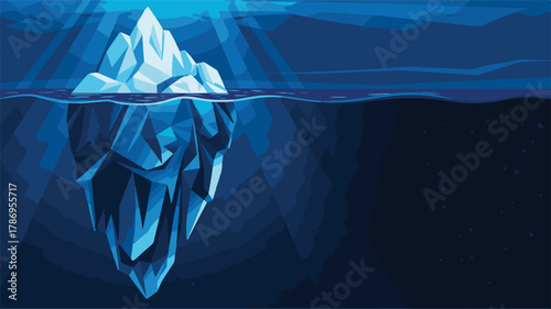 Underwater Iceberg with Sun Rays ocean