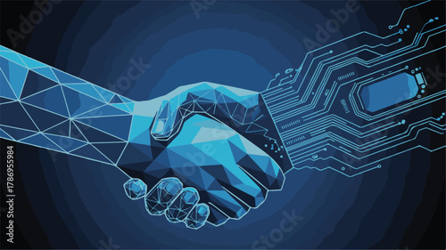 Wireframe handshake with circuit board integration
