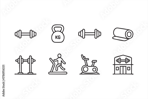 Fitness and training outline icons pack for health and exercise concept design
