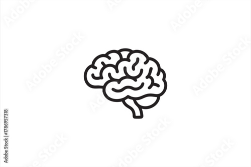 Brain and mind line icon for intelligence, creativity, and education design projects