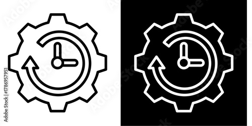 Time Management  Icon Set White Style Collection