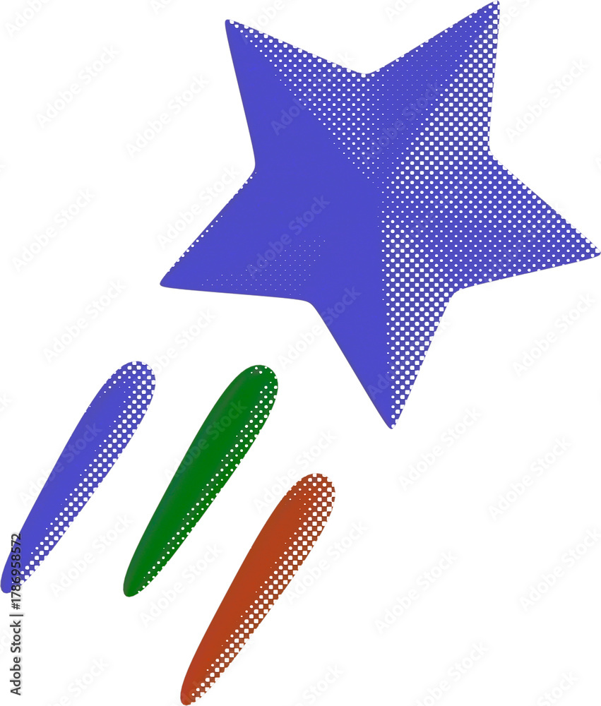 Obraz premium Ascending Star Icon: A vibrant, dynamic illustration of a star soaring upwards, leaving a trail of colorful energy in its wake. This image represents ambition, innovation, and reaching for the stars.