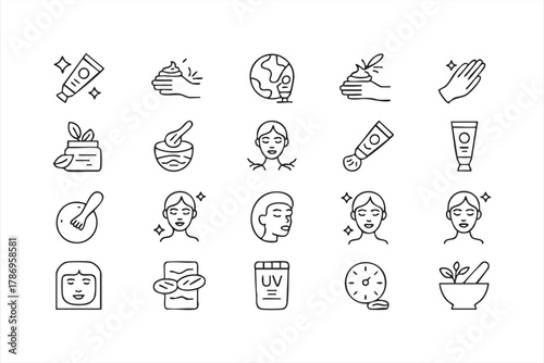 Spa and skincare vector set featuring wellness, beauty, and natural care icons