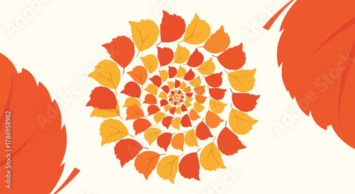 Flat Spiral Autumn Leaves Thanksgiving Background