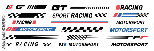 Sport racing stripes vector with turbo power, speed, and drift vinyl decals for car, bike, and truck