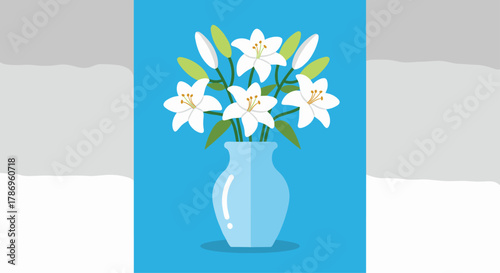 Elegant white lilies in a modern blue vase bring a fresh, vibrant touch to any space, symbolizing purity and beauty