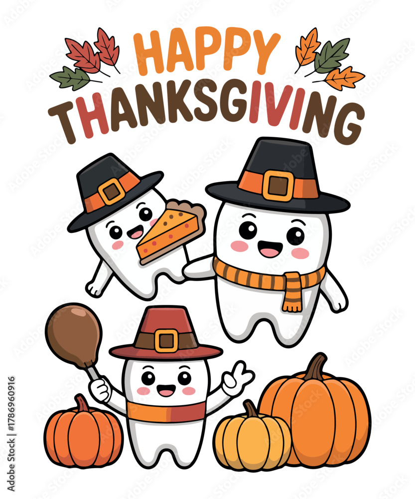 Obraz premium Happy Thanksgiving Turkey Trio Shirt SVG