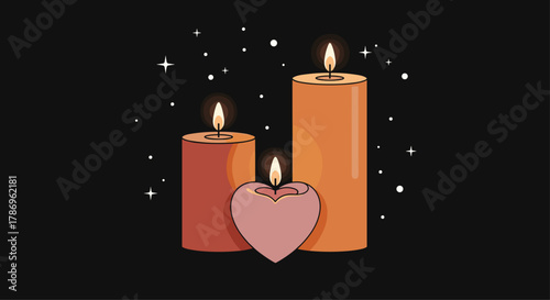 Warm, glowing candles create a cozy and romantic ambiance perfect for relaxation and special moments