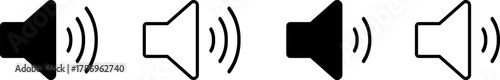 Four speaker icons showing different sound levels