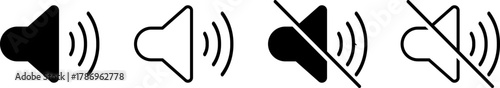Four speaker icons showing volume levels and mute status