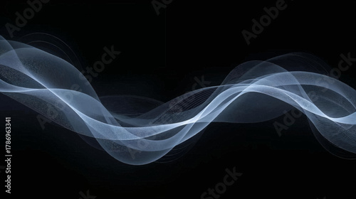 Abstract flowing lines in shades of blue against a stark black background create a sense of movement and energy, perfect for modern design.