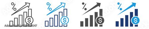 interest rate icon set multiple style