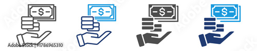 monetary icon set multiple style