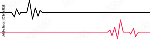 Black and red heartbeat ekg line graphics