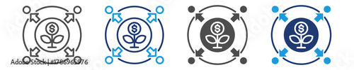 investment impact icon set multiple style
