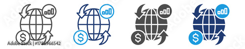 economic global icon set multiple style