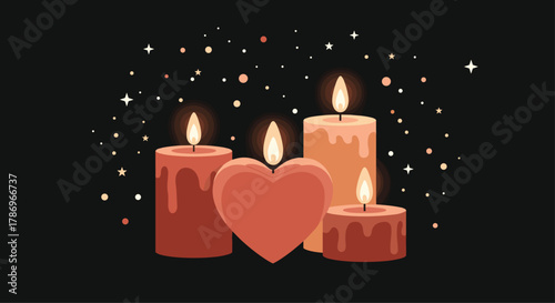 Warm glow of candles and stars creates a magical, romantic atmosphere perfect for celebrations or moments of reflection