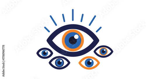 Modern abstract eyes graphic symbolizing surveillance, attention, and awareness in digital concepts