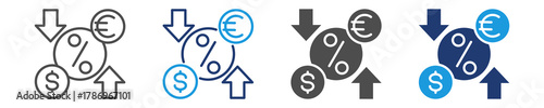 exchange rate icon set multiple style
