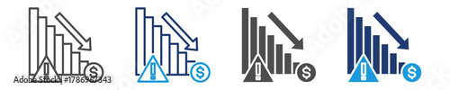 recession risk icon set multiple style