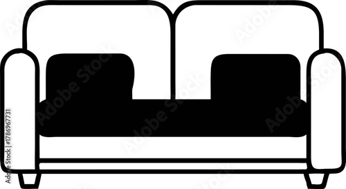 Simple minimalist sofa icon graphic design representing seating furniture interior decoration living room resting comfort and relaxation