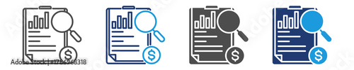 financial analysis icon set multiple style