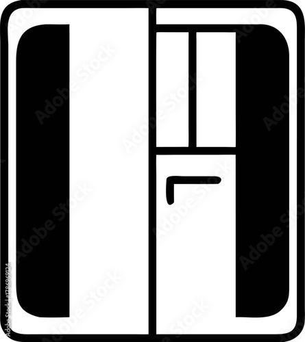 Stylized Minimalist Door Icon Illustration for Residential and Commercial Entryways, Symbolizing Access, Security, and Home Interior Design Concepts