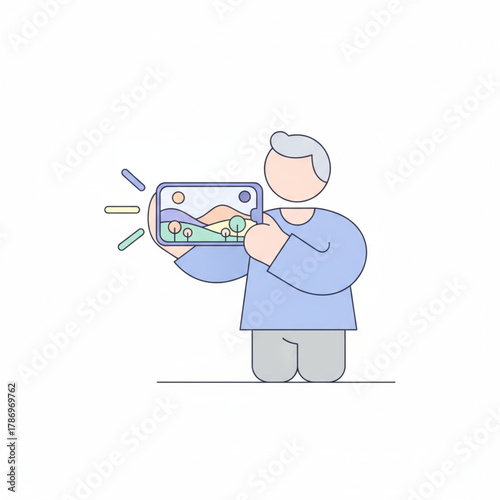 Senior Man Recording Video with Smartphone or Vlogging