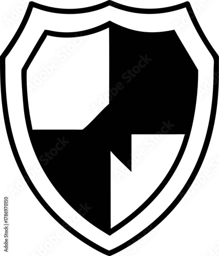 Shield icon simple outline for security or protection purposes illustration. Vector graphic of a defensive emblem for logos