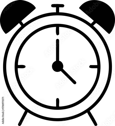 Alarm Clock Outline Illustration Time Management, Punctuality and Scheduling