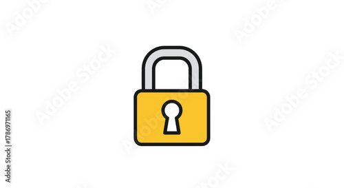 Illustration of a yellow padlock with a silver shackle and a keyhole on a white background.