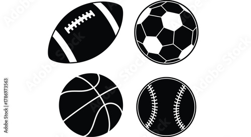 Vector sports balls football soccer basketball and baseball design